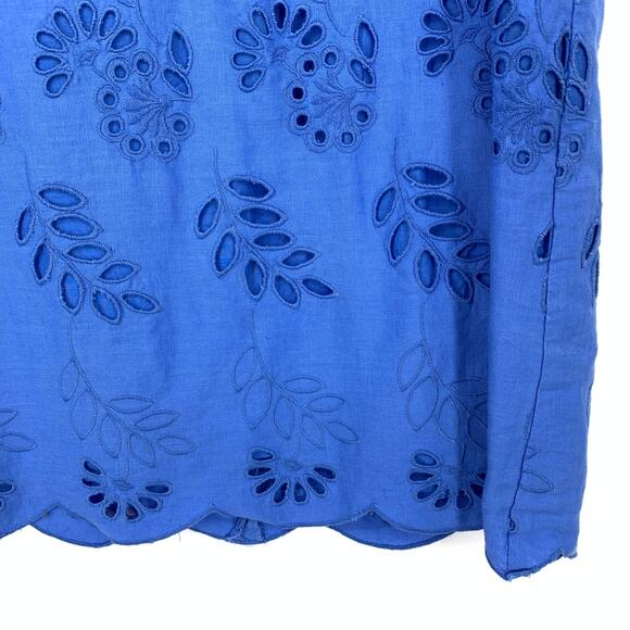 Ann Taylor Shift Dress Womens Size 6 Blue Eyelet Sleeveless Scalloped Hem - Picture 4 of 6